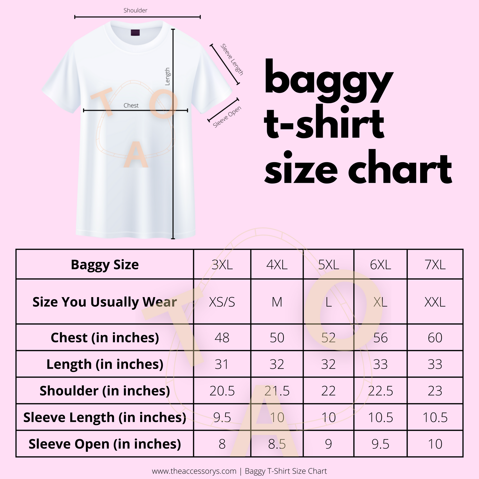 Baggy T-Shirt Size Chart - The Accessorys Official