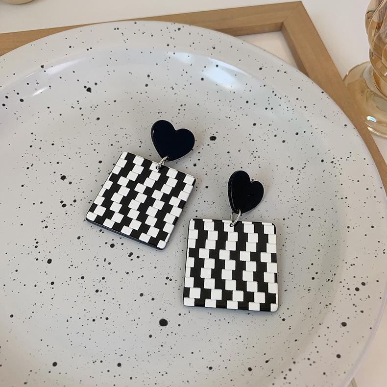 B&W Checkered Earrings - The Accessorys Official