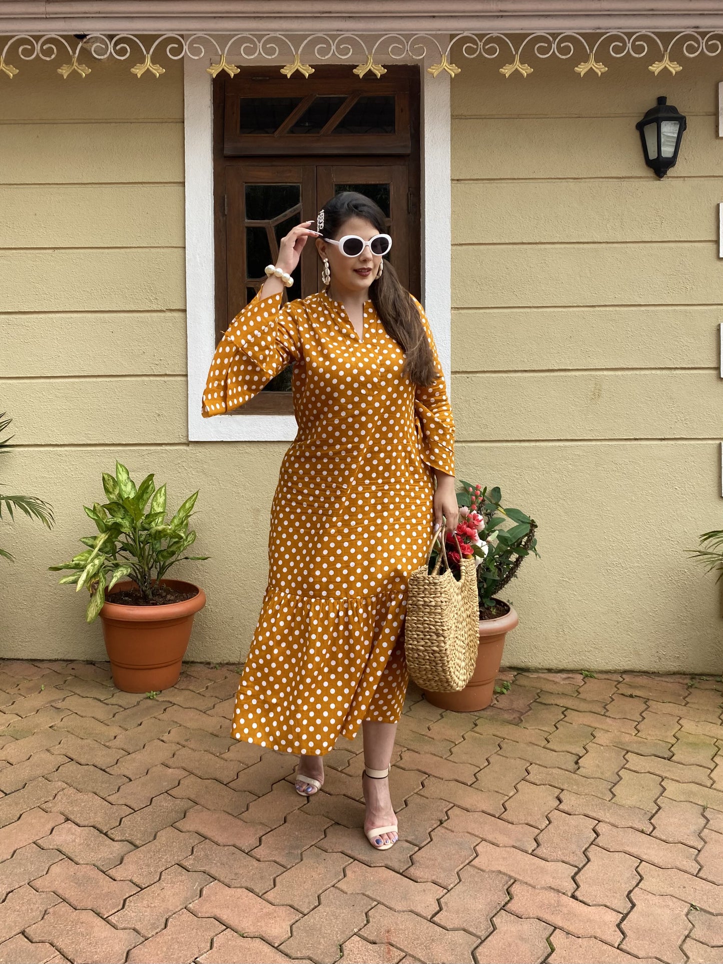 Pre Loved | Mustard Polka Dot Dress - The Accessorys Official