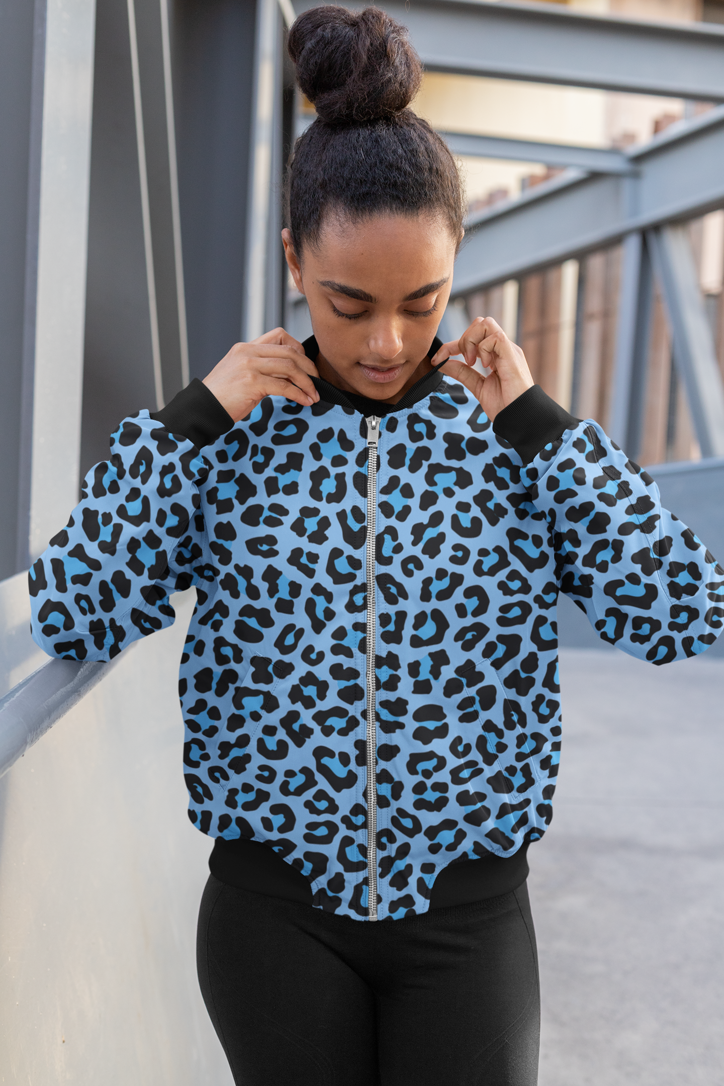 Blue Leopard Bomber Jacket - The Accessorys Official