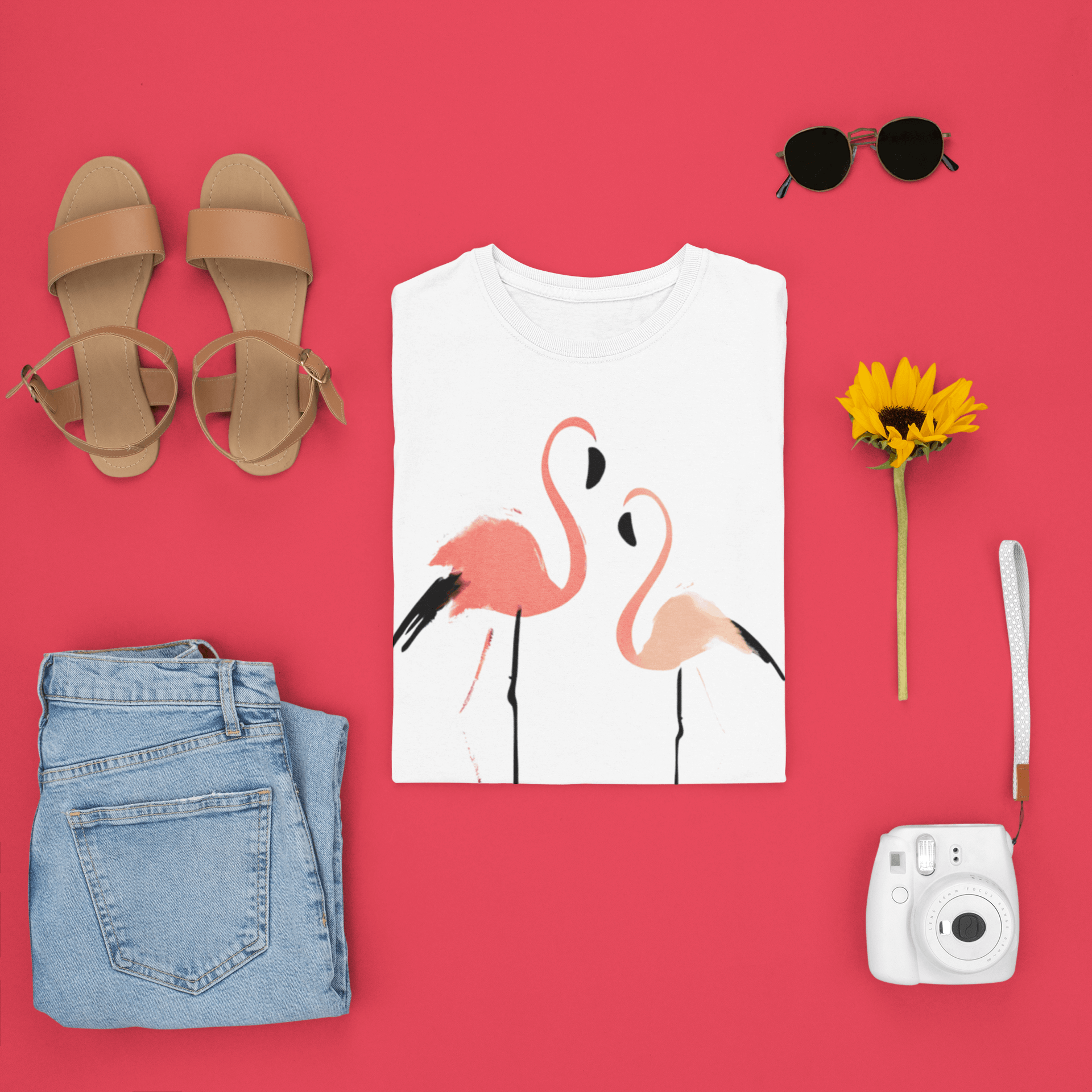 Sunset Flamingoes Baggy T-Shirt - The Accessorys Official