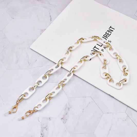White Acrylic Mask & Glasses Chain - The Accessorys Official